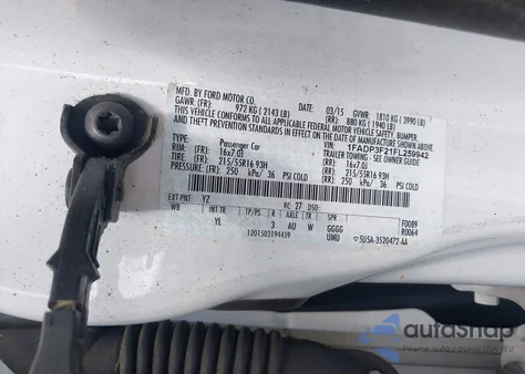 2015 Ford Focus Se из США, поврежденный, VIN 1FADP3F21FL259942